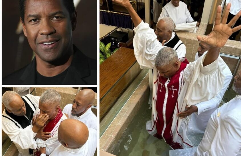 Denzel Washington foi batizado nas águas na Kelly Temple Church of God in Christ
