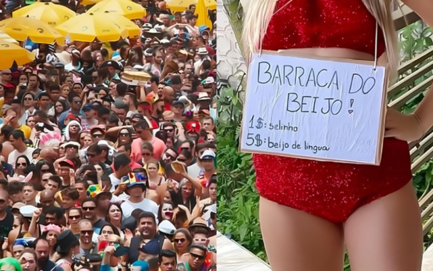Jovem de 22 anos cobra R$ 5 por beijo durante o carnaval e lucrou R$ 400 em um dia