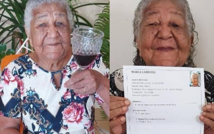 Idosa de 101 anos entrega currículo e viraliza: “Quero trabalhar para bancar meus vinhos e churrasco!