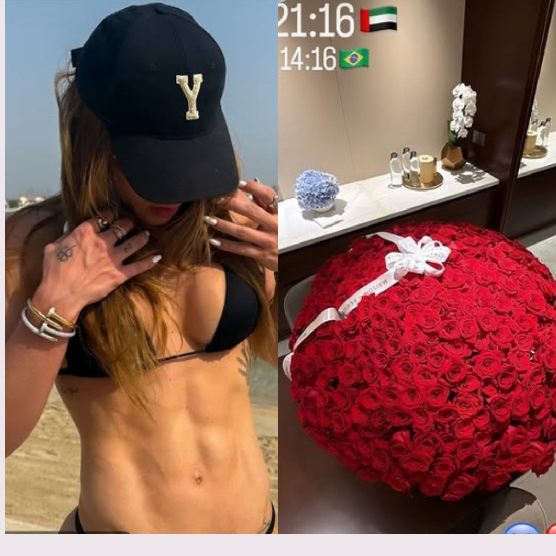 CHOCADA! Virginia recebe buquê gigante de rosas após voltar da praia