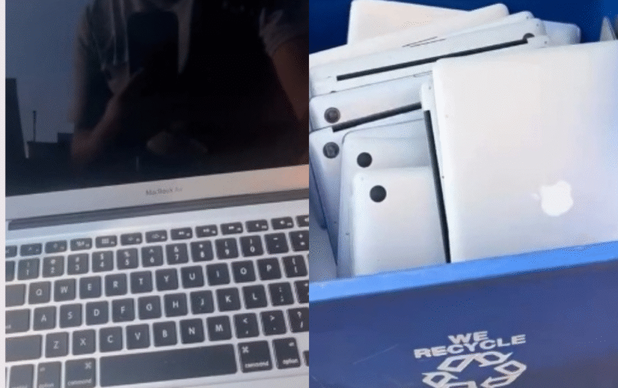 Homem se surpreende ao encontrar lata de lixo cheia de notebooks da Apple nos EUA