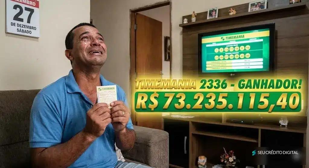 Um morador de Salvador (BA) se tornou o mais novo milionário do país ao acertar sozinho as sete dezenas do concurso 2336 da Timemania, garantindo o prêmio principal de R$ 73.235.115,40. ￼